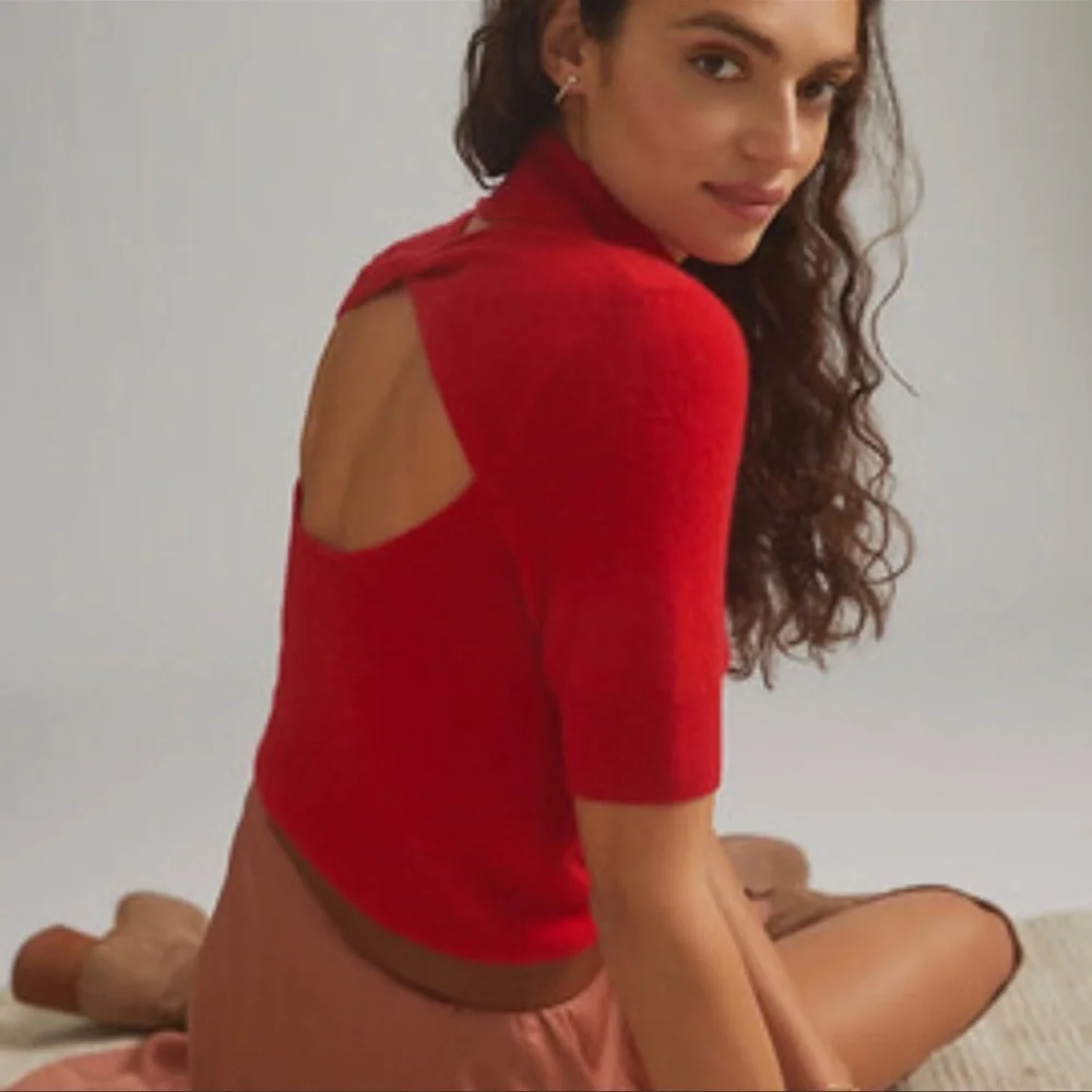 NWT ANTHROPOLOGIE | Maeve |  Open-Back Turtleneck Cashmere Sweater | NWT